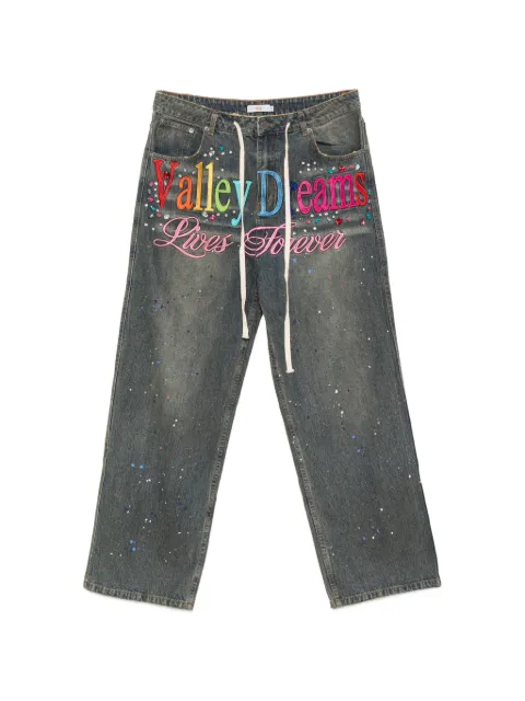 Vale crystal-embellished embroidered jeans Blue ICECREAMDENIM