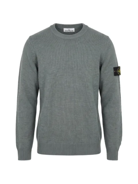 Stone Island 5100072 lambswool regular-fit crewneck jumper with ribbed trims Green L2S155100072S00A3