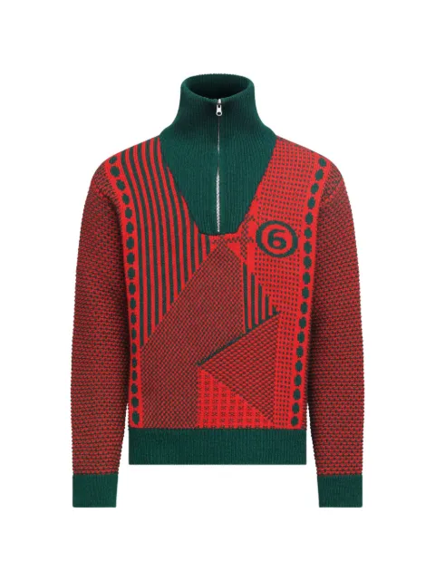 MM6 Maison Margiela patchwork-knit reversible sweater Red SH2GL0015M13354