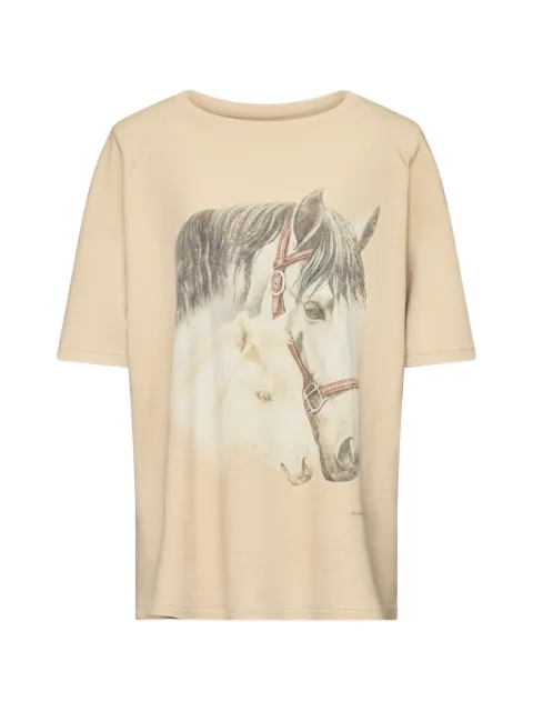 MM6 Maison Margiela horse-portrait short-sleeve T-shirt Neutrals S62GD0220M20277