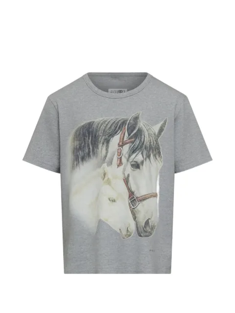 MM6 Maison Margiela horse-portrait print T-shirt Grey SH2GC0050M20277