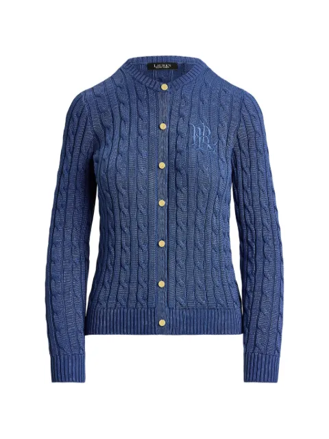 Lauren Ralph Lauren cable-knit logo-embroidered cardigan Blue 200P14040502