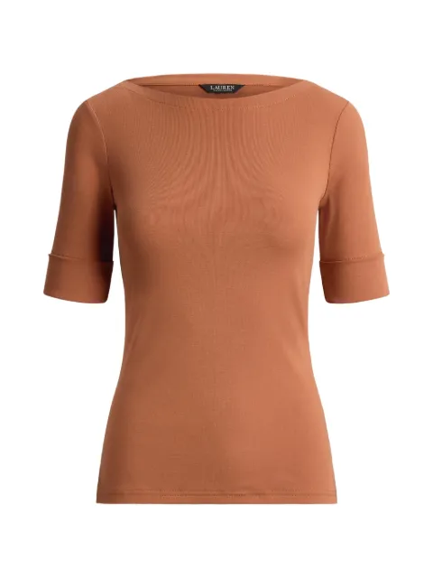 Lauren Ralph Lauren boat-neck turn-up cuff top Orange 200655E11