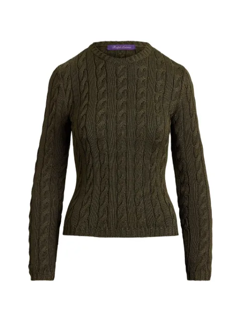 Polo Ralph Lauren cable-knit silk-blend crewneck jumper Green 290P24099004