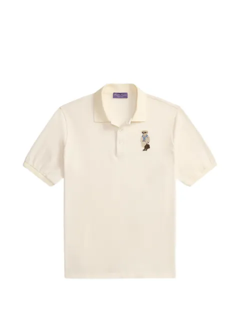 Ralph Lauren Purple Label Bear embroidered polo shirt Neutrals 790P17381001