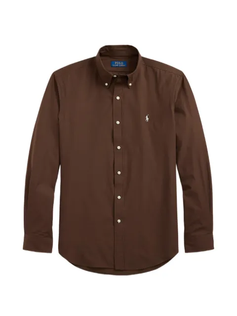 Polo Ralph Lauren button-down embroidered-logo shirt Brown 710929E11