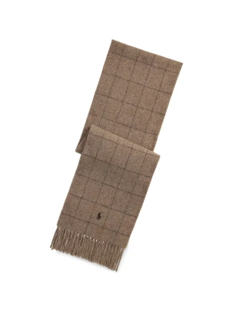 Polo Ralph Lauren check-pattern fringed scarf Neutrals 449866E11