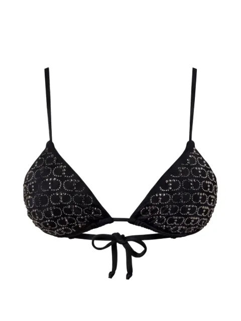 TWINSET triangle bikini top with Oval T rhinestones Black 241LBM222