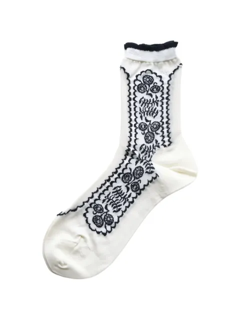 Antipast floral-intarsia ruffled socks White AM817