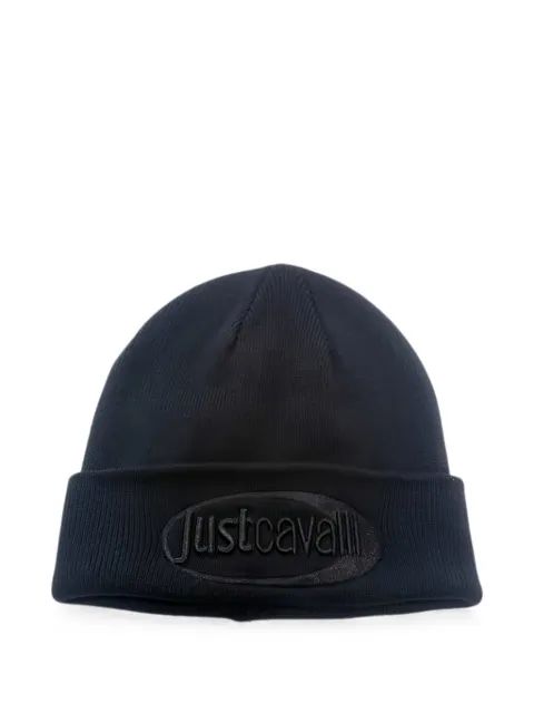 Just Cavalli logo-embroidered turn-up beanie hat Black 79QAZK01ZG239