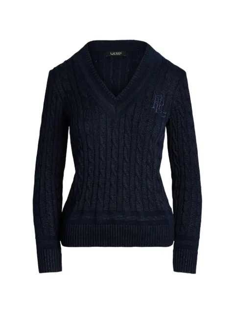 Lauren Ralph Lauren cable-knit logo-embroidered sweater Blue 200889E11