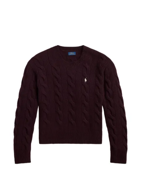 Polo Ralph Lauren cable-knit embroidered-logo sweater Purple 211A91216013
