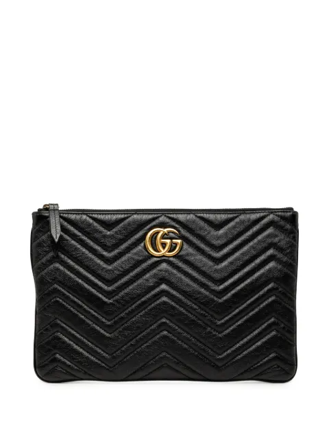 Gucci Pre-Owned 2016-2026 GG Marmont Matelasse Leather clutch bag Black EXW8N19QUDUU8HS1