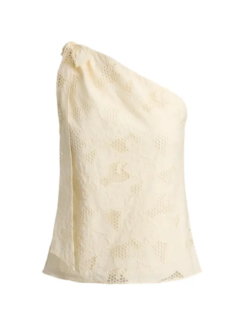 Lauren Ralph Lauren one-shoulder floral-eyelet voile blouse Neutrals 200B24675001