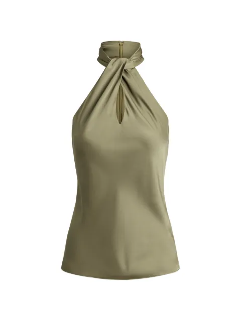 Lauren Ralph Lauren twist-front charmeuse halter blouse Green 200P13953001