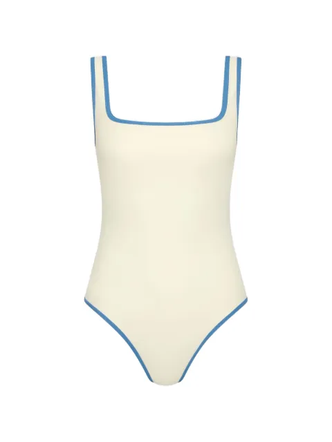 BONDI BORN McKenna contrast-trim swimsuit Neutrals SIM444SPDC