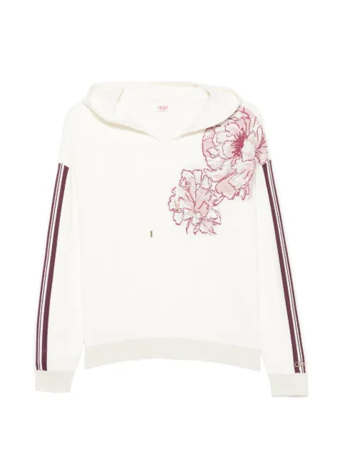 LIU JO floral-intarsia side-stripe hoodie Neutrals TF6092MS49I