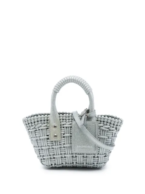 Balenciaga Pre-Owned 2022 Metallic Faux Leather Bistro Basket Bag XXS satchel Silver T65BU5L0KO9H5GC1
