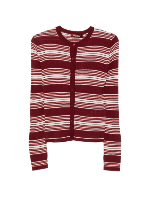 Max Mara Piombo striped ribbed-knit cardigan Red 2626346021600