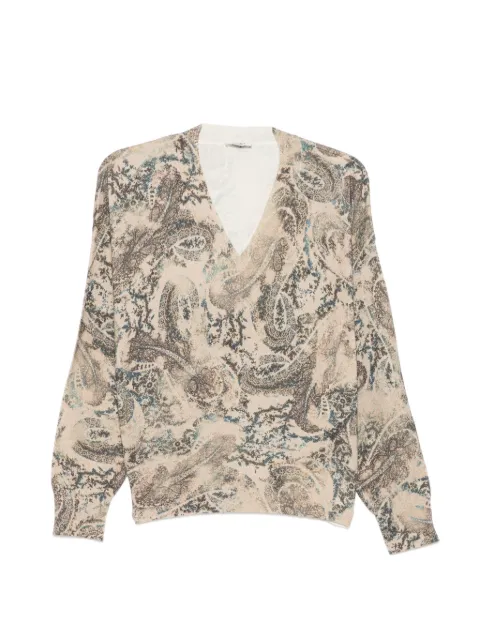 LIU JO paisley-print V-neck sweater Neutrals WF6311MA52S