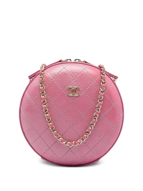 CHANEL Pre-Owned 2019 CC Stitched Calfskin Chain Round crossbody bag Pink GROANPC4SWMBN3VR