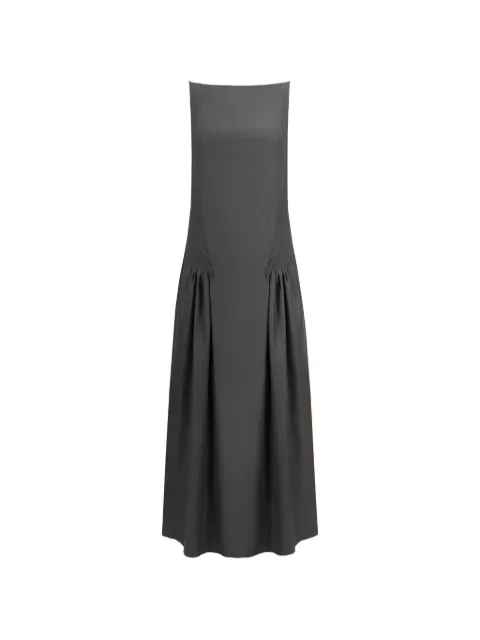 THE ARKOW Vera open-back pleated maxi dress Grey TAR041C2BA