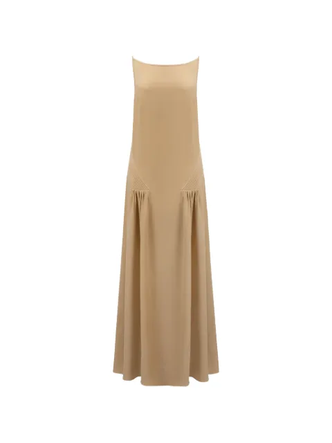 THE ARKOW Vera pleated silk maxi dress Neutrals TAR041C11BA