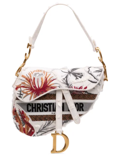 Christian Dior Pre-Owned 2020 Canvas Embroidered Camouflage Flowers Saddle Bag shoulder bag White P2UNTEFEI3DBKZZ8