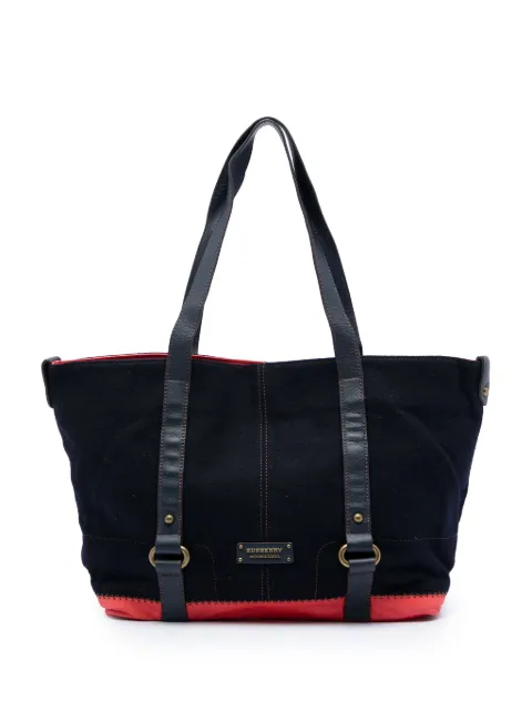 Burberry Pre-Owned 2000-2017 Leather Trimmed Canvas tote bag Blue LX7U3CLKHD3JWWSK