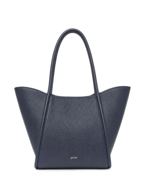Poche Paris grained leather tote bag Blue ACW0326444820