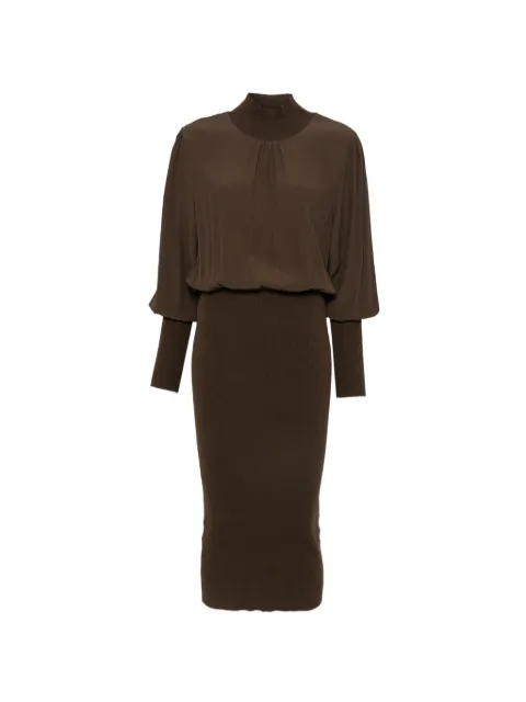 TWINSET ribbed-knit high-neck midi dress Brown 262TP3240
