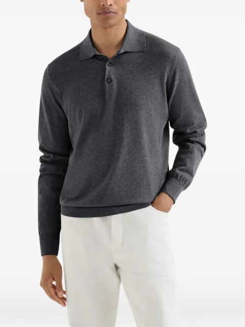 Brunello Cucinelli cotton lightweight knit polo shirt Grey M29800135C279A