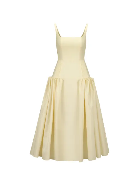 THE ARKOW Sienna pleated-waist midi dress Yellow TAR049C10BA