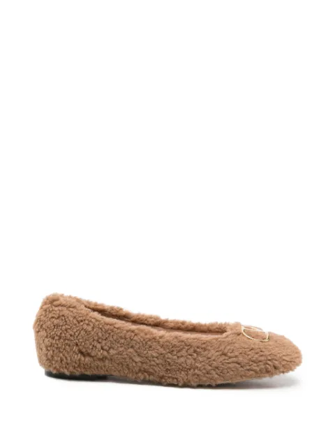Valentino Garavani shearling-effect ballet flats Brown WS0QC4FWN