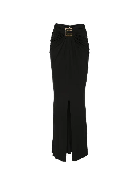 Elisabetta Franchi ruched logo-plaque skirt Black GO25167E2