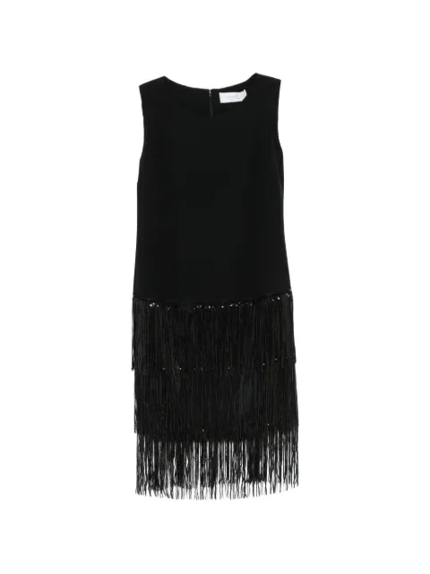 DE SANTIS sequin-embellished fringed midi dress Black AB190