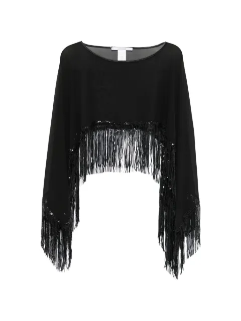 DE SANTIS sequin-embellished fringed cape Black COPRISPALLE673