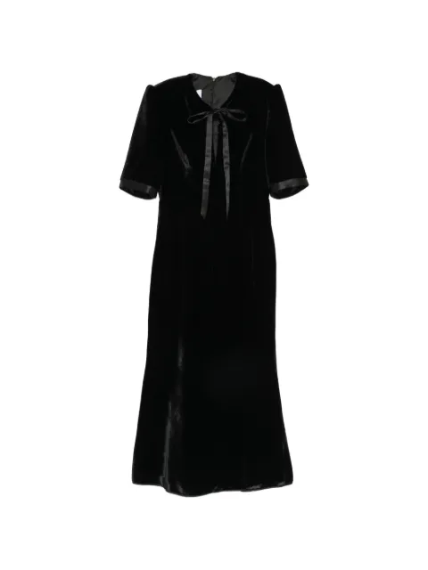 DE SANTIS bow-detail velvet midi dress Black AB189