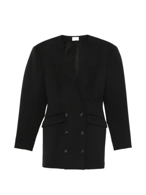 THE ANDAMANE double-breasted collarless jacket Black T200109ATNW070