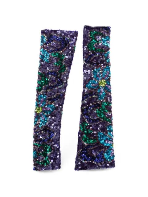 P.A.R.O.S.H. sequin-embellished floral-pattern gloves Purple GALAXYD000628