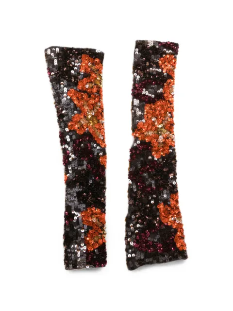P.A.R.O.S.H. sequin-embellished floral-pattern gloves Brown GALAXYD000628