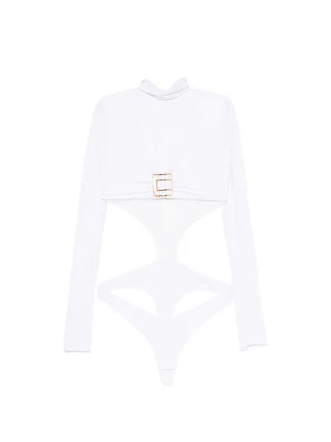 Elisabetta Franchi logo-plaque cropped top White BO05567E2