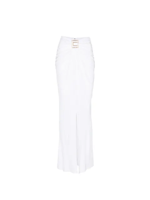 Elisabetta Franchi logo-plaque ruched maxi skirt White GO25167E2