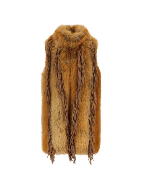 UNCOMMON fringe-detail faux-fur coat Brown TH113FFFX061