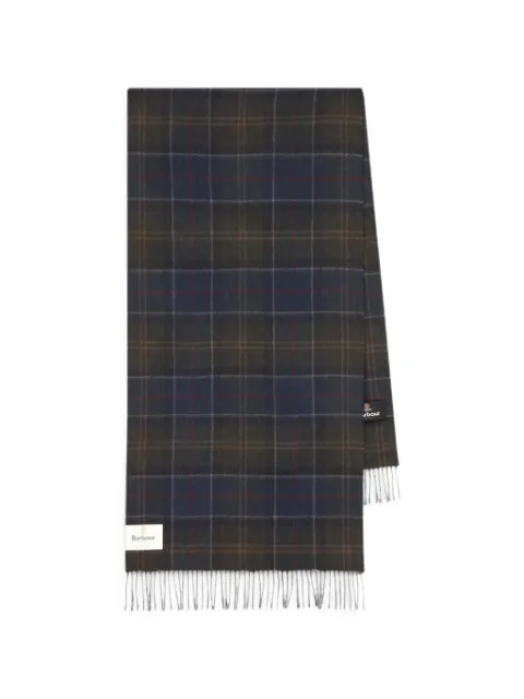 Barbour Shadow Classic Tartan fringed scarf Green USC0386USC