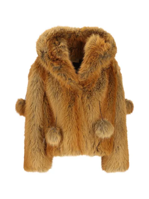 UNCOMMON hooded faux fur jacket Brown TH100FFX061