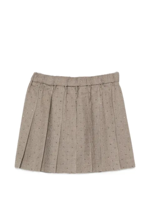 P.A.R.O.S.H. crystal-embellished pleated mini skirt Neutrals PALAISD630638