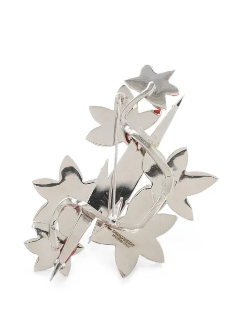 DSQUARED2 floral-motif crystal-embellished brooch Silver S17PN20021275M