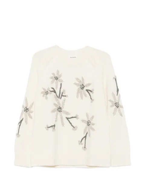 P.A.R.O.S.H. floral-embroidered raglan-sleeve sweater Neutrals WALLABYD541510R