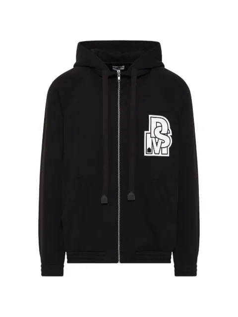 Noir Kei Ninomiya zip-up logo-print hoodie Black DSM01T0051
